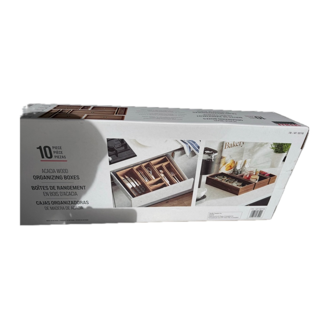 Bakers 10-Piece Acacia Wood Drawer Organizing Boxes